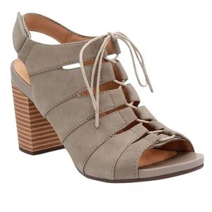 Clark’s Collection Banoy Waneta lace up open toe heeled sandals women’s 9
